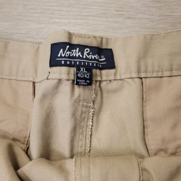 North River Outfitters Men's Khaki Cargo Shorts XL 100% Cotton New with Tags - Picture 3 of 7